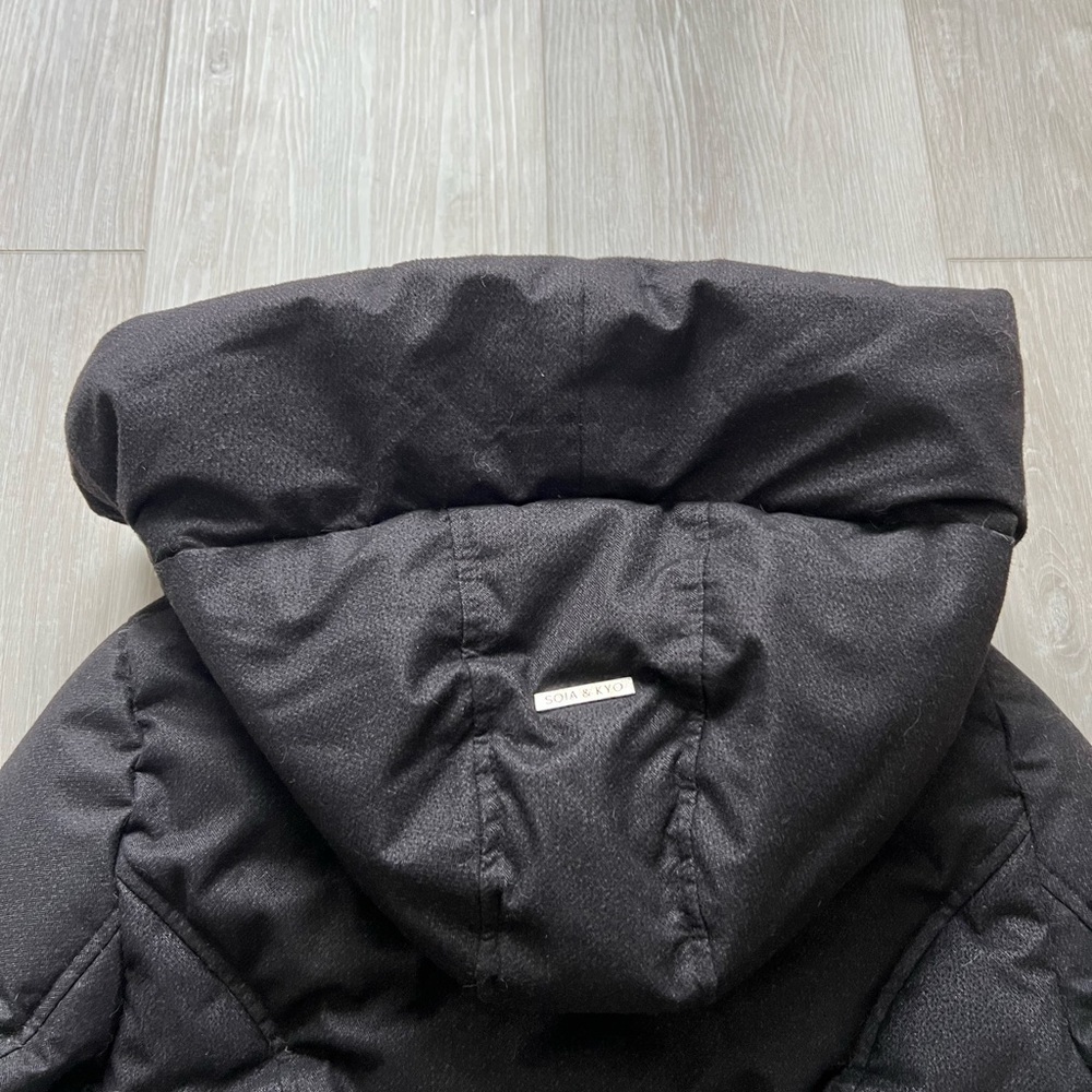Soia & KYO CAMIELA Slim Fit Brushed Down Coat With Leather Trim - Picture 15 of 16
